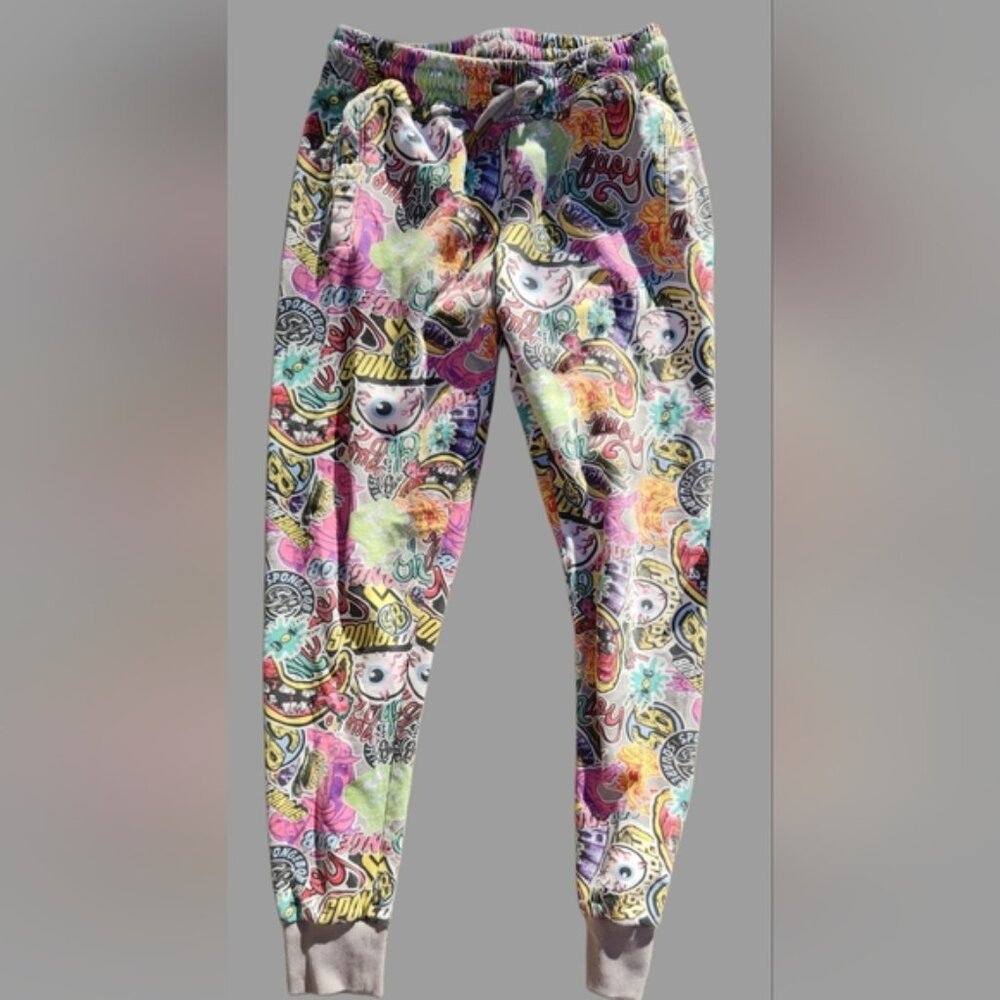 Nicklodeon Spongebob 30" Medium Sweat Joggers Fun Print‎ All Over Face Grafitti